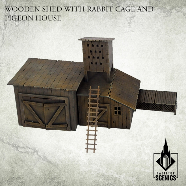 Drewniana Stodoła z klatką na króliki i gołębnikiem - Wooden Shed with Rabbit Cage and Pigeon House