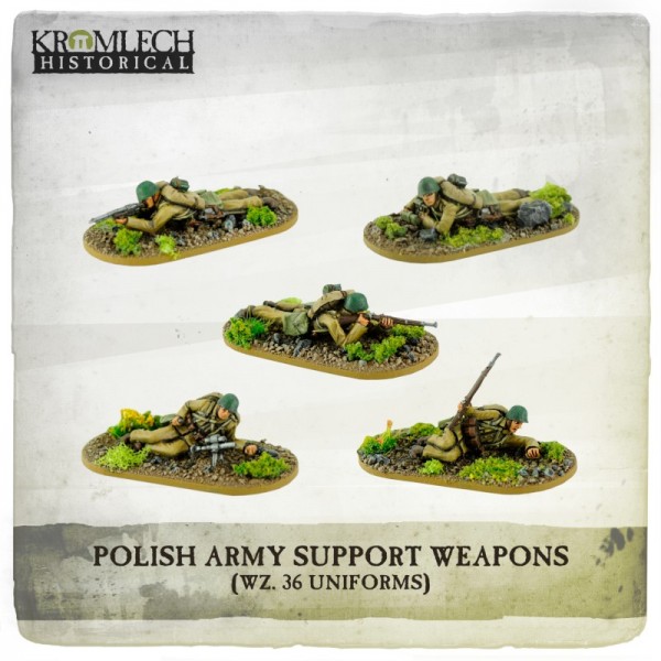 POLISH ARMY INFANTRY SUPPORT WEAPONS (5 MINIATURES)