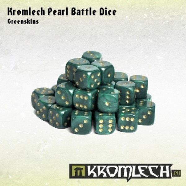 Kromlech Pearl Battle Dice - Greenskins